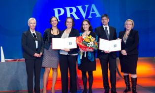 Kategoriesieger 2011 Interne PR vlnr.: Ingrid Vogl (PRVA-Präsidentin), Maria Plattner (bauMax), Susanne Schenk (bauMax), Monika Voglgruber (bauMax), Martin Kratky (PROsCOM), Ingrid Nemec (Sektionschefin im BMWFJ). ©Jana Madzigon