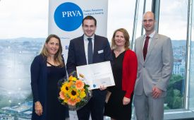 PRVA-Wissenschaftspreis 2014 Preisträger der FHWien der WKW vlnr.: Sieglinde Martin, Eduard Posch, Uta Rußmann, Peter Dietrich. ©Jana Madzigon
