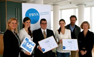 BPXXI 1. Platz vlnr.: Sigrid Krupica (PRVA-Vizepräsidentin), Carina Romanek (Beck Krist Bubits & Partner), Jürgen Gangoly (The Skills Group), Jelena Brynzak (Beck Krist Bubits & Partner), Sebastian Loudon (Hg. Horizont), Bettina Gneisz-Al-Ani (Juryvorsitzende). ©VIG
